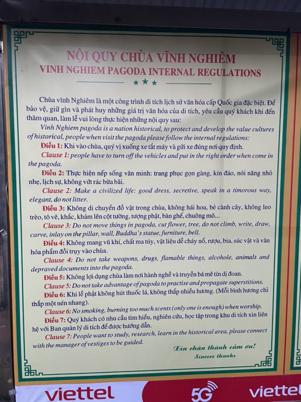 NỘI QUY CHÙA VĨNH NGHIÊM VINH NGHIỆM PAGODA INTERNAL REGULATIONS